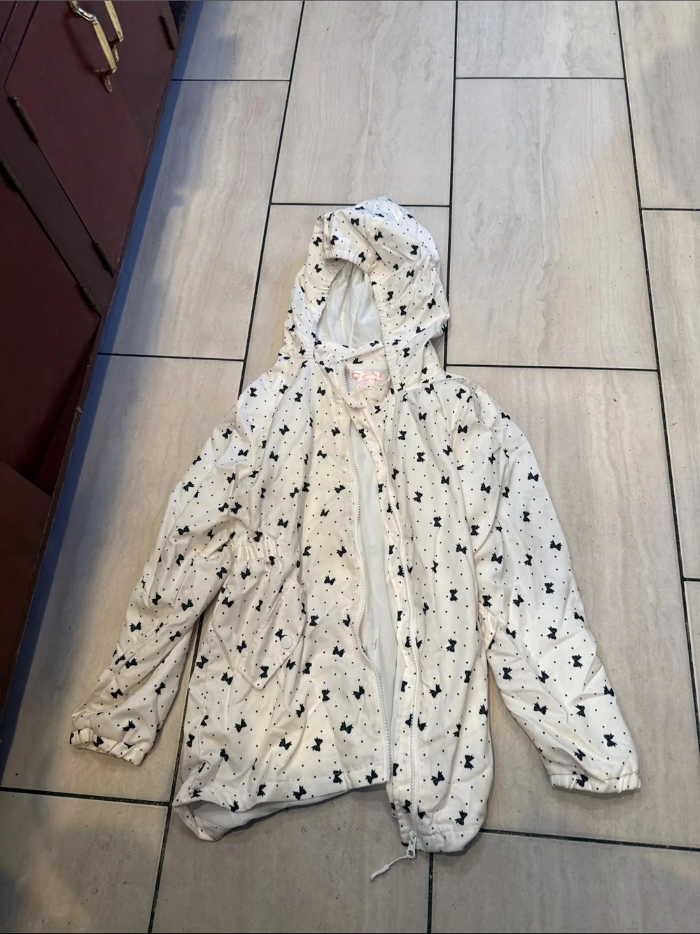 White Hooded Jacket with Black Star Print